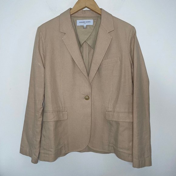 Blazer En Lin Gerard Darel - Taille M - Couleur Vert - Occasion En Parfait état - Style élégant Et Léger